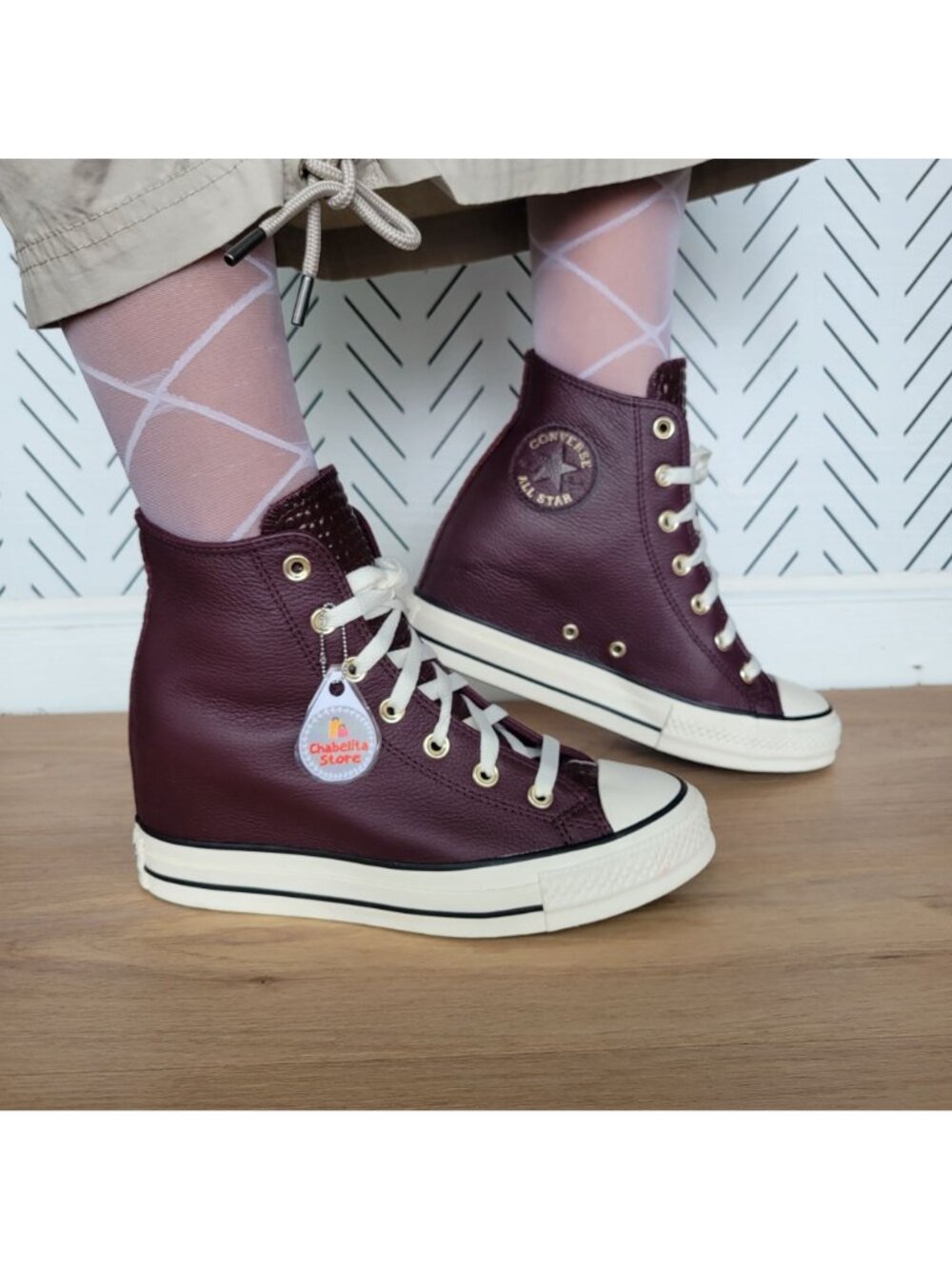 ✨✨Converse Chuck Taylor All Star Wedge Leather 7 Womens Shoes Burgundy A12349C - Picture 2 of 12
